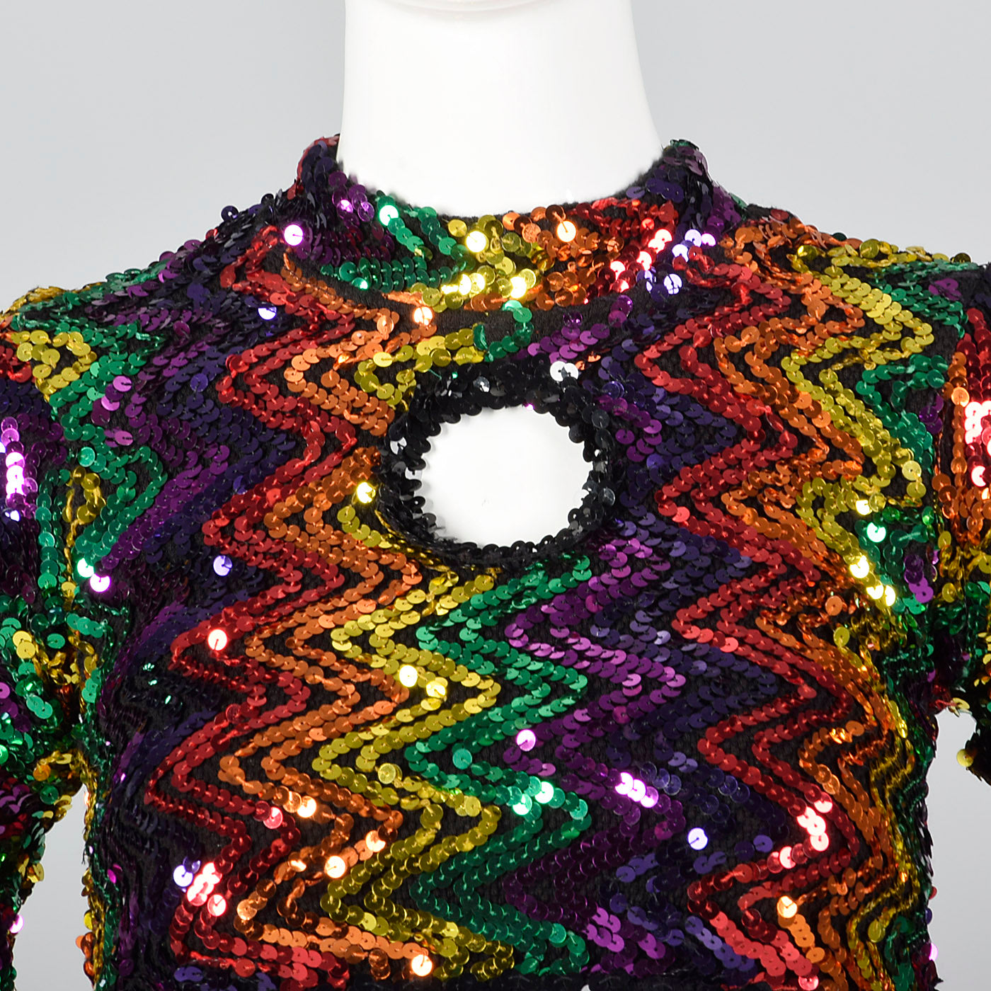 1970s Knit Crop Top with Rainbow Sequins