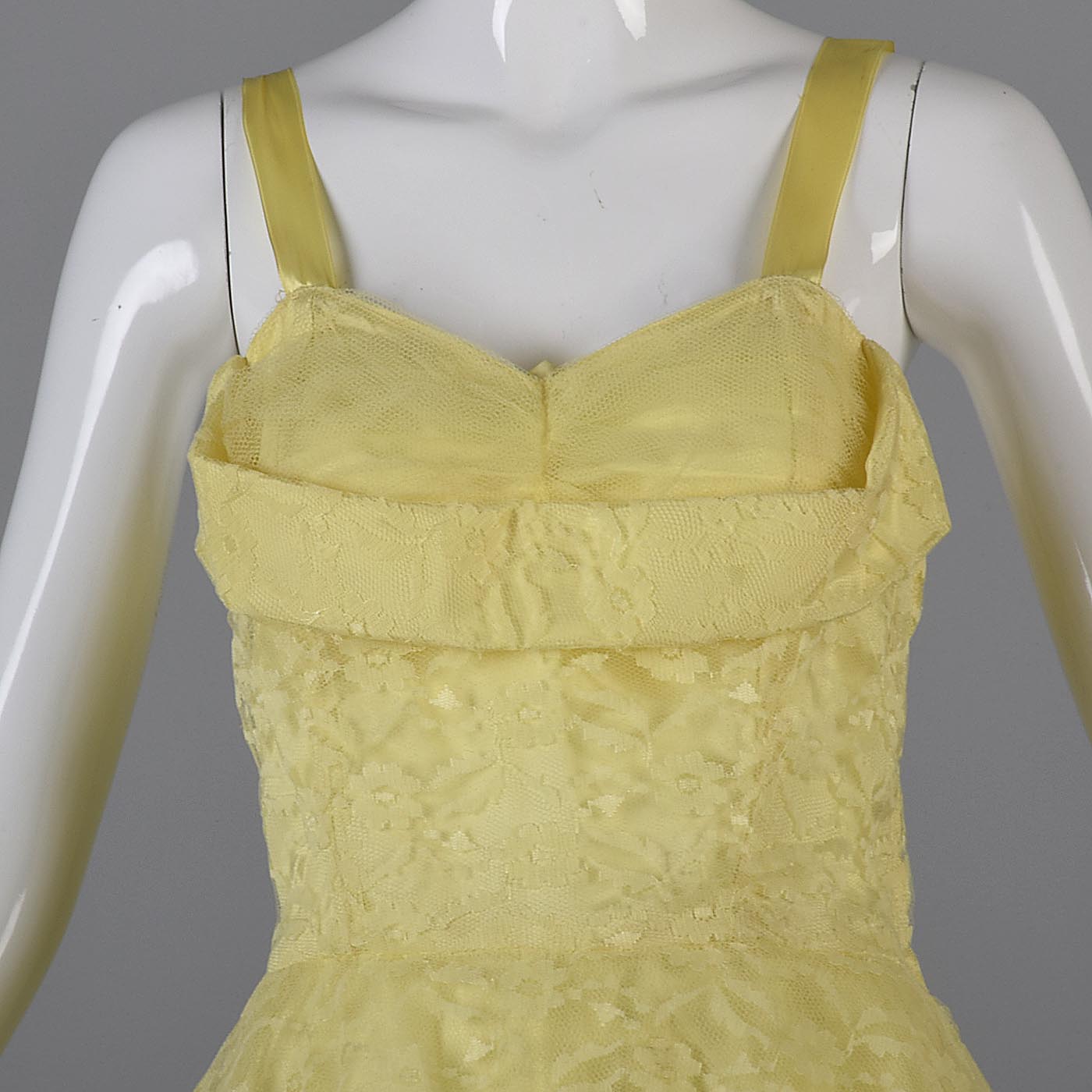 1950s Yellow Lace and Tulle Party Dress
