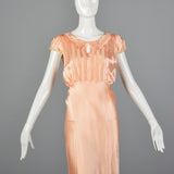 1930s Pink Satin Nightgown with Keyhole Bust