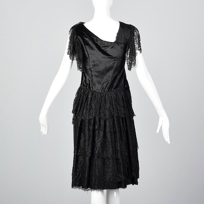 1920s Style Black Lace Dress