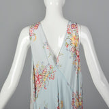 1940s Blue Daffodil Print Nightgown