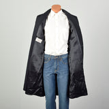 1960s Large Richman Brothers Black Lightweight Wool Outerwear Winter Overcoat
