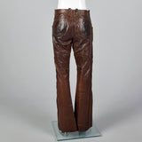 1970s Brown Leather Pants with Antler Buttons