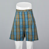 1950s Brown and Blue Plaid Shorts
