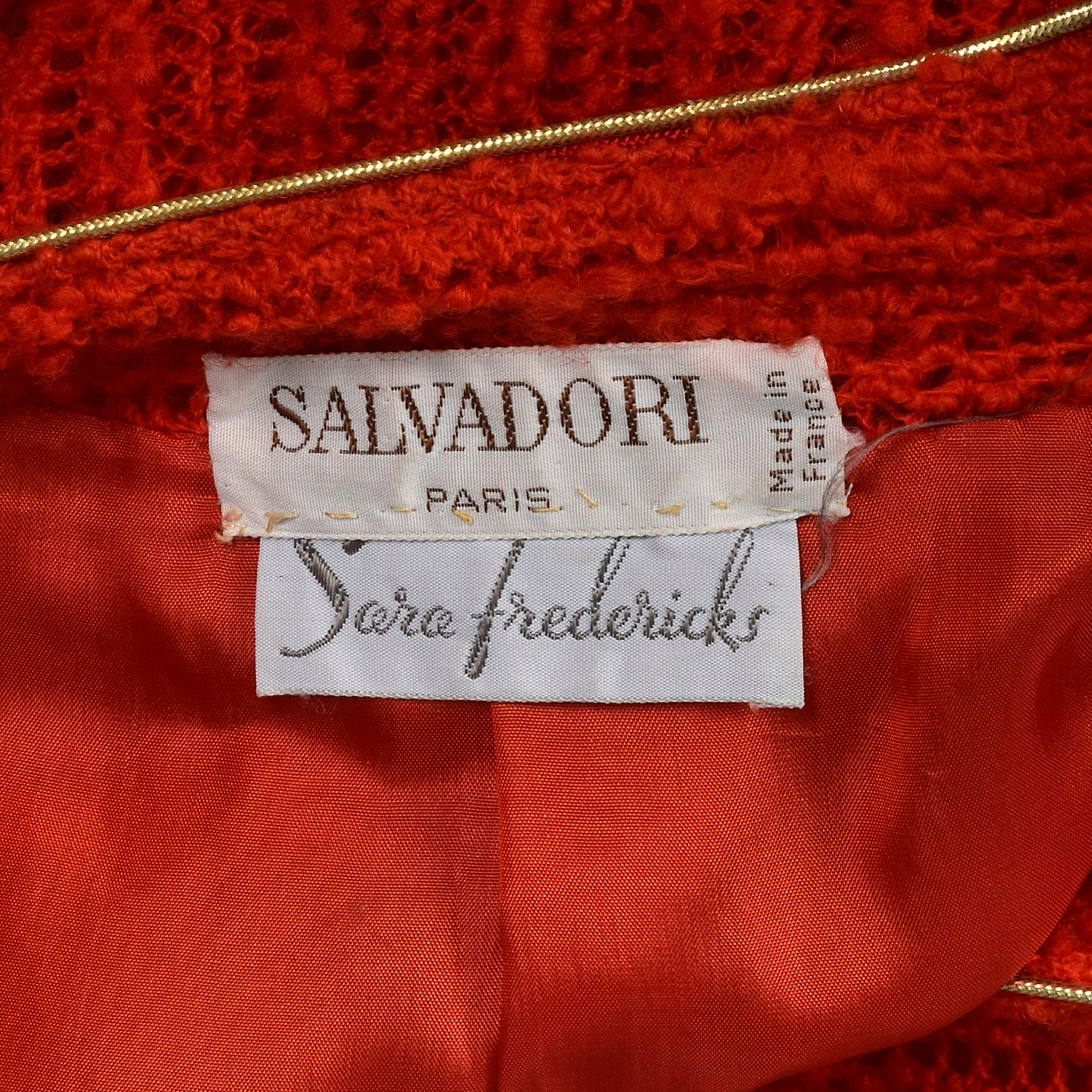 Medium Beni Salvadori Sara Fredericks 1970s Red Open Knit Skirt Suit
