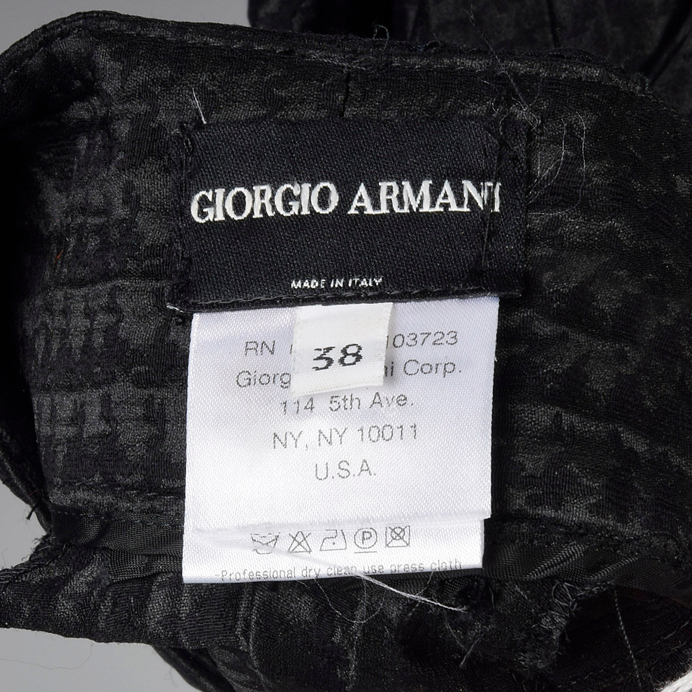 1990s Giorgio Armani Wide Leg Pants in Black on Black Houndstooth