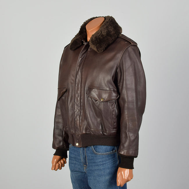 Large Mens Schott Brown Leather Jacket