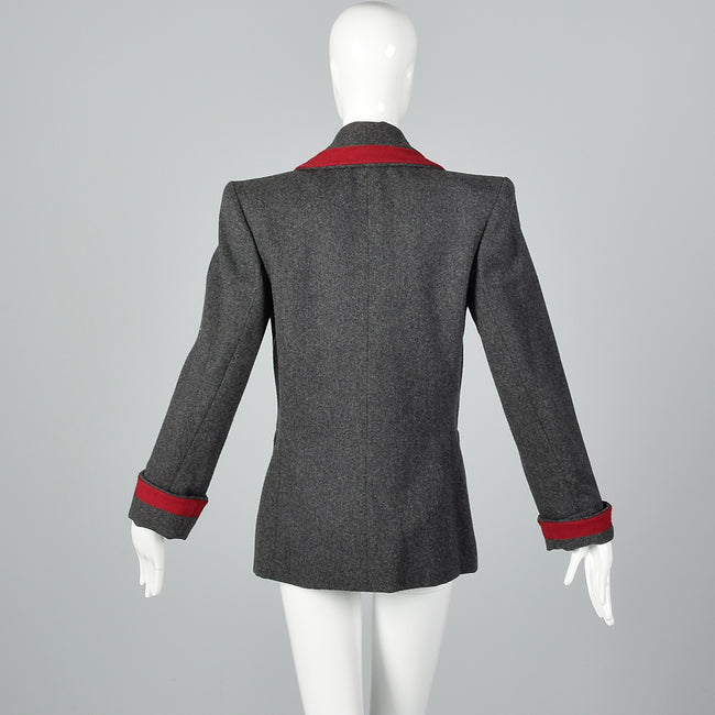 1980s Yves Saint Laurent Rive Gauche  Rive Gauche Gray Wool Jacket