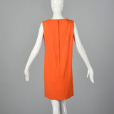 1960s Orange Shift Dress with Sunflower Applique
