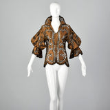1980s Victor Costa Bronze Metallic Blouse