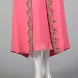 1960s Hot Pink Wiggle Dress with Beaded Float