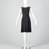 1950s Black Lace Cocktail Dress