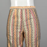XXS 1970s Metallic Striped Wide Leg Pants