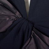 1950s Navy Blue Dress with Bow Detail