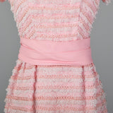 1960s Pink and White Lace Pencil Dress