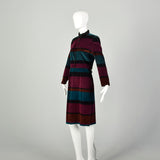 Small 1980s Horizontal Stripe Skirt Set Jewel Tone Suit Narrow Wale Corduroy Separates Outfit