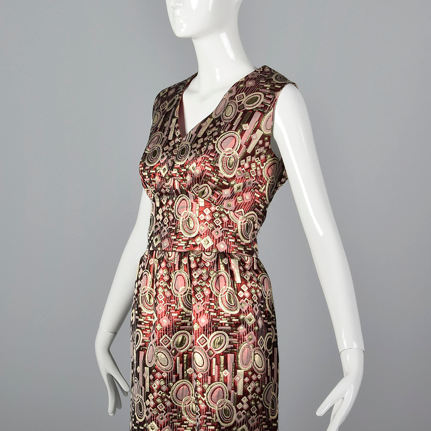 1960s Metallic Brocade Party Dress