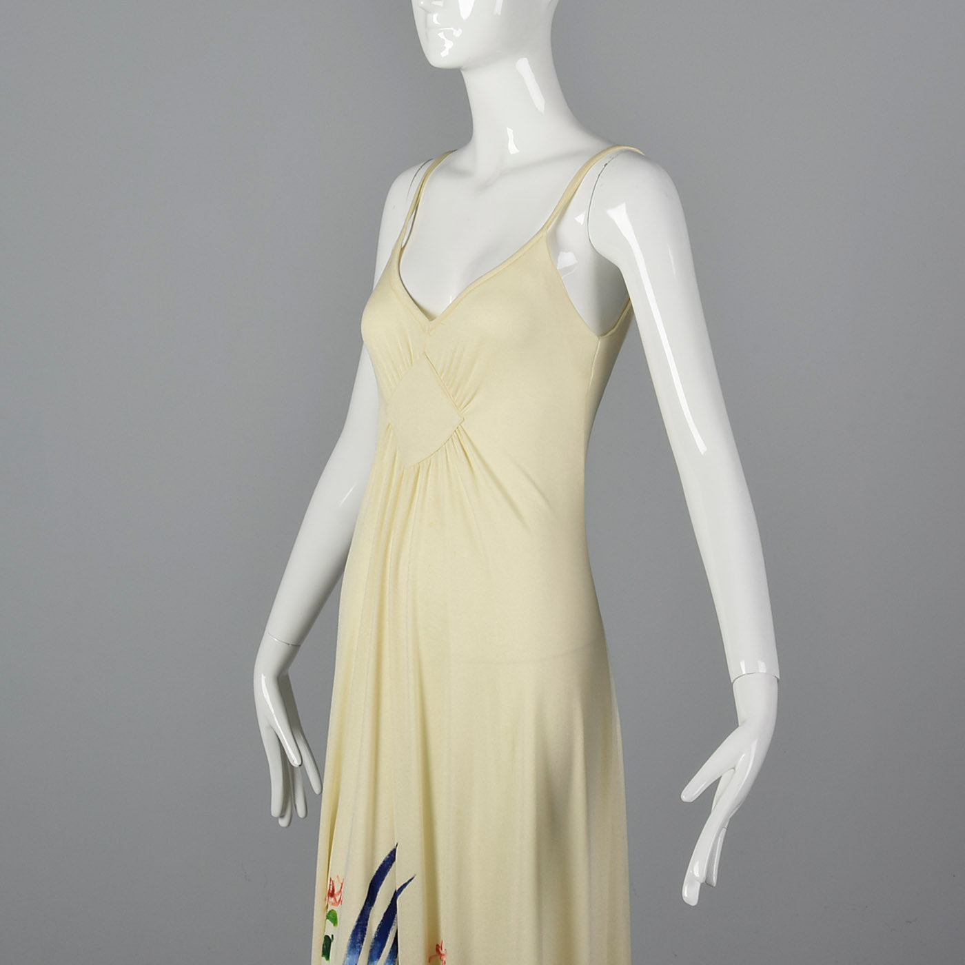 1970s Hand Painted Maxi Dress and Matching Shawl