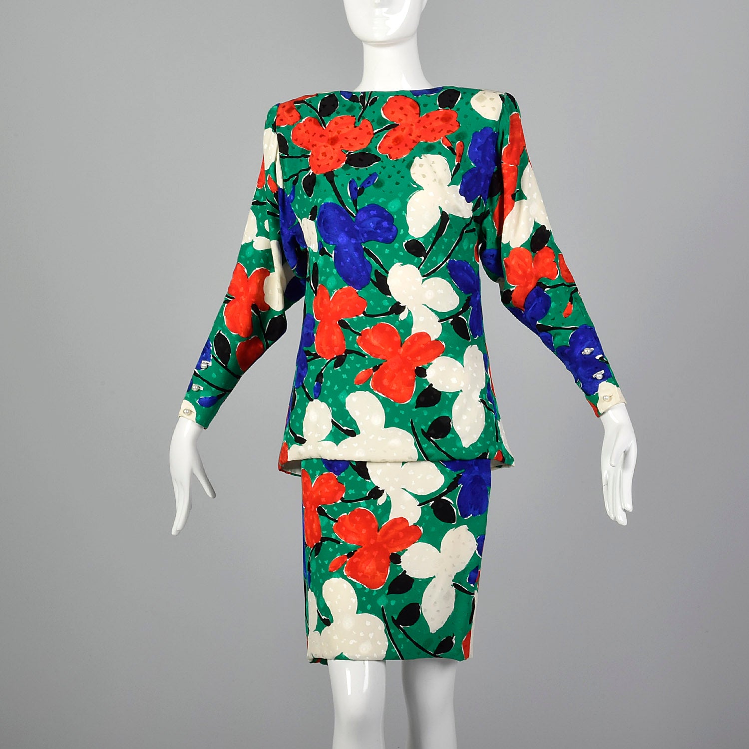 Small Galanos 1980s Abstract Floral Set