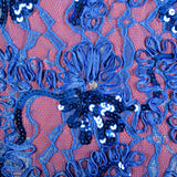 XL 1980s Mike Benet Formals Blue Sequin Lace Pageant Prom Formal Dress