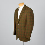 1960s Mens Brown and Red Plaid Jacket