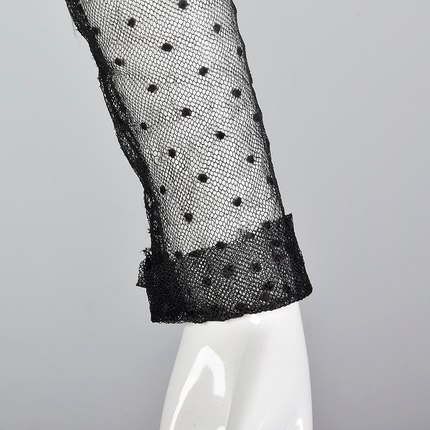 1950s Black Dress with Lace Illusion Neckline