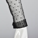 1950s Black Dress with Lace Illusion Neckline