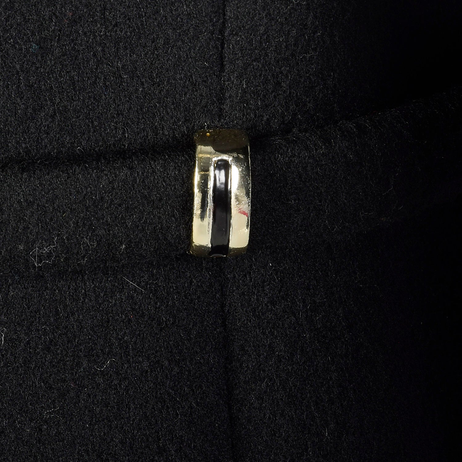 Small 1960s Mod Winter Coat Black Wool Double Breasted Overcoat