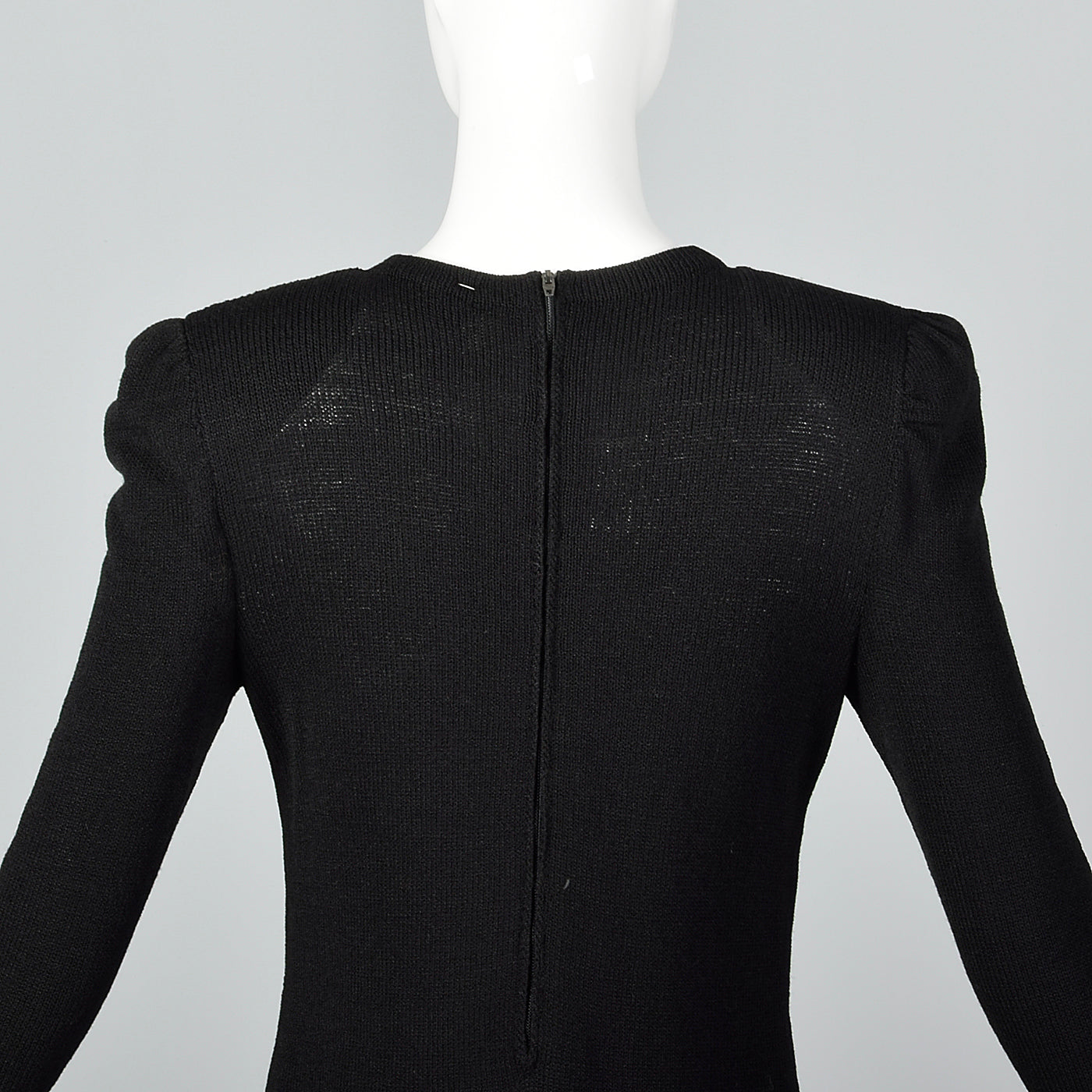 1980s Black Knit Dress with Gold Buttons