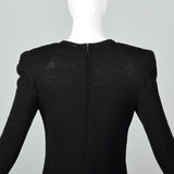 1980s Black Knit Dress with Gold Buttons