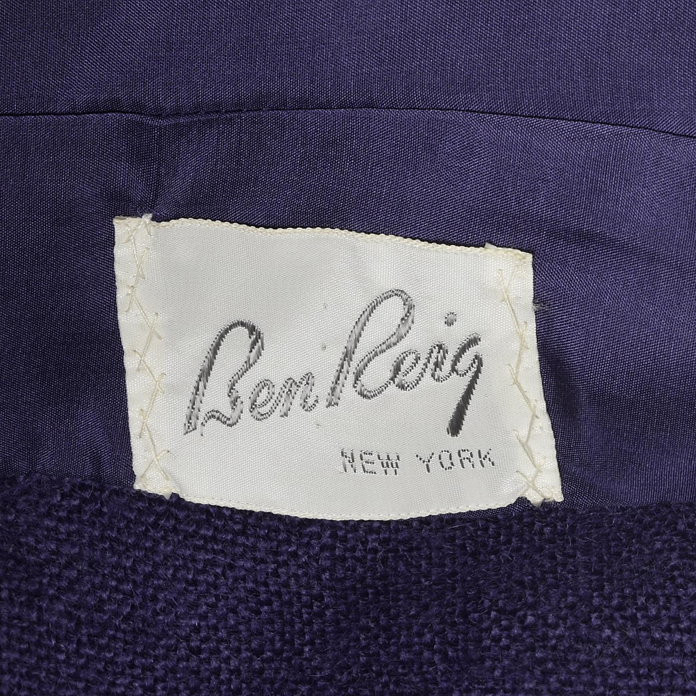 1960s Dark Purple Tweed Skirt and Jacket Set