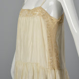1920s Cream Silk Slip with Lace Trim