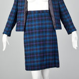 1960s Pendleton Wool Skirt Suit in Blue and Purple Plaid