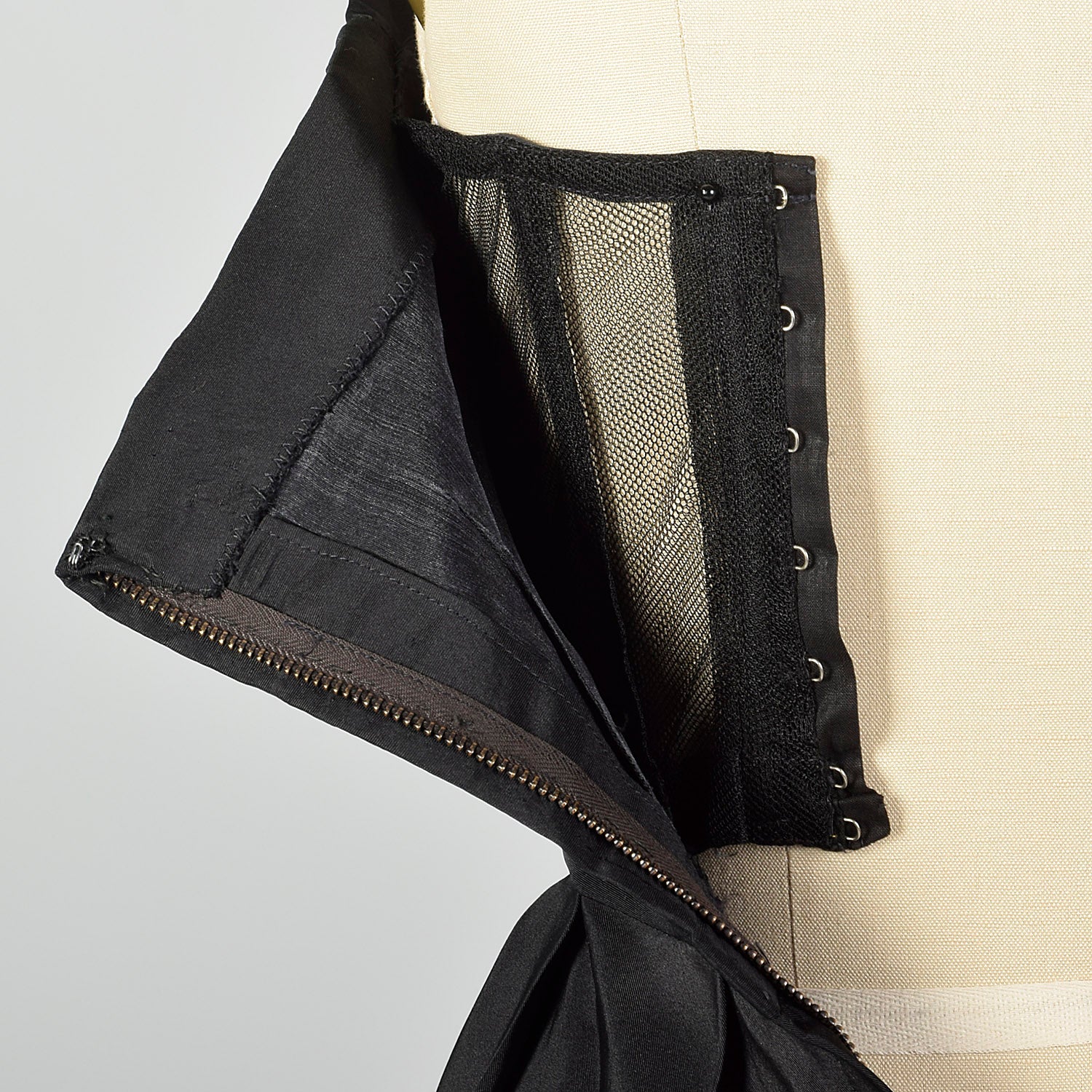 1940s Christian Dior Black Silk Evening Dress