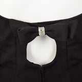 XS 1980s Black Peplum Cocktail Dress Strapless Sexy Party Pencil Dress