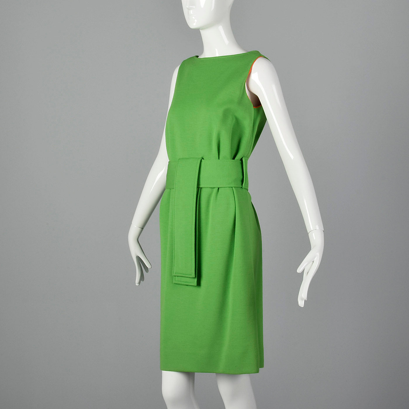 1960s Green Wool Dress with Orange Lining