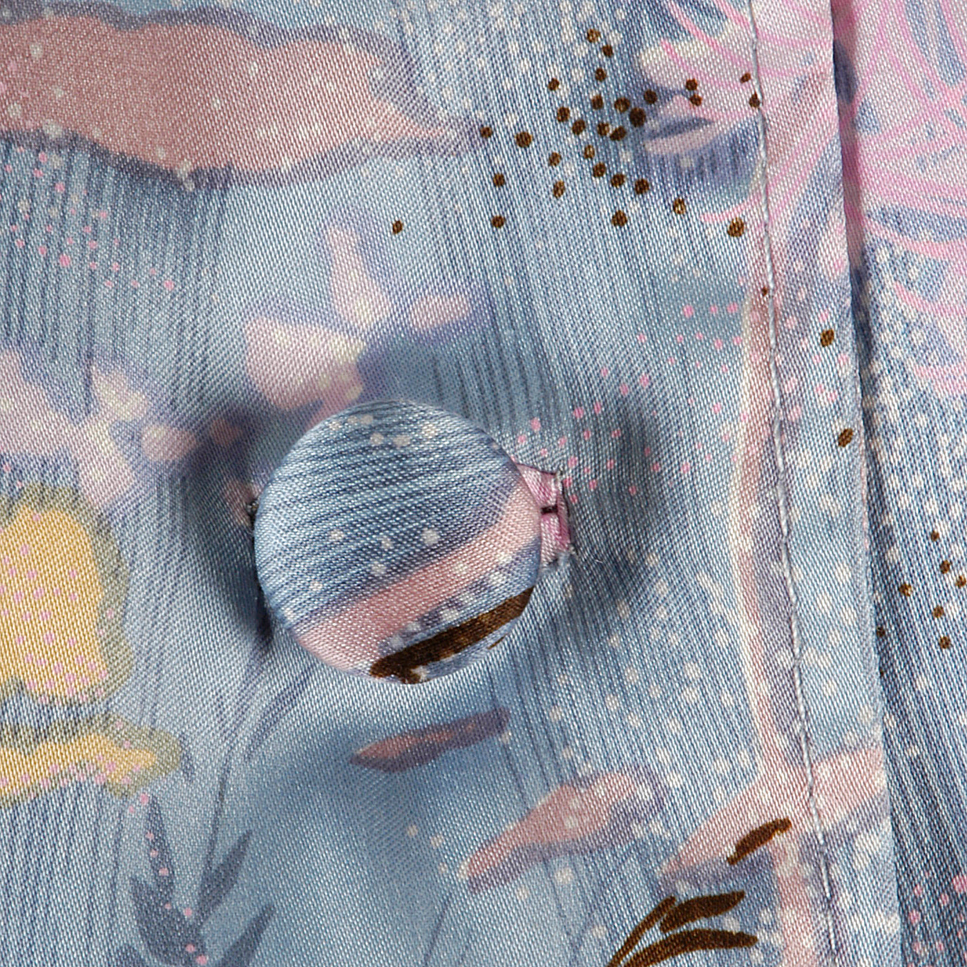1940s Silk Periwinkle Blue Dress with Floral Print