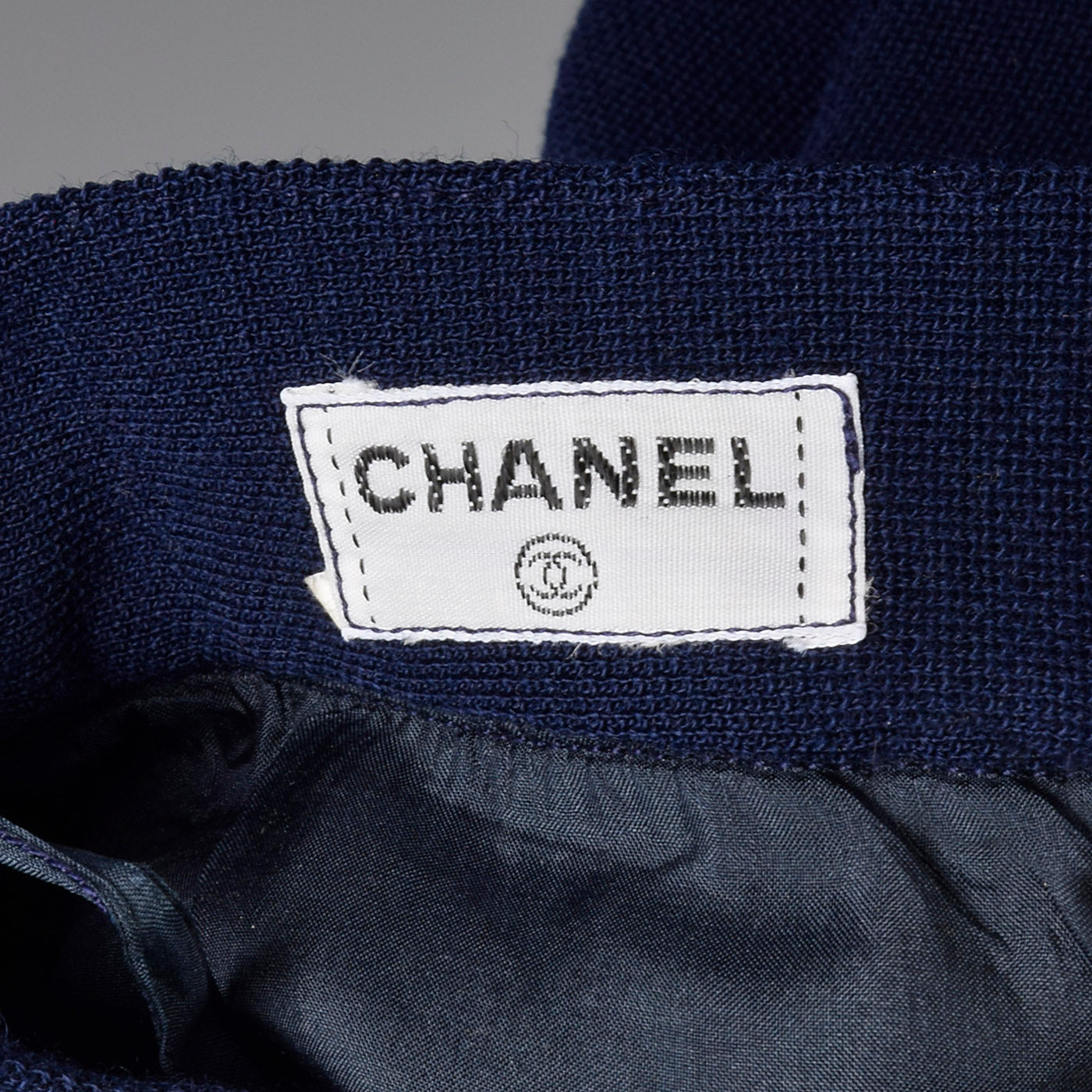 1980s Chanel Navy Blue Knit Pencil Skirt