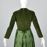 1960s Green Dress with Velvet Bodice