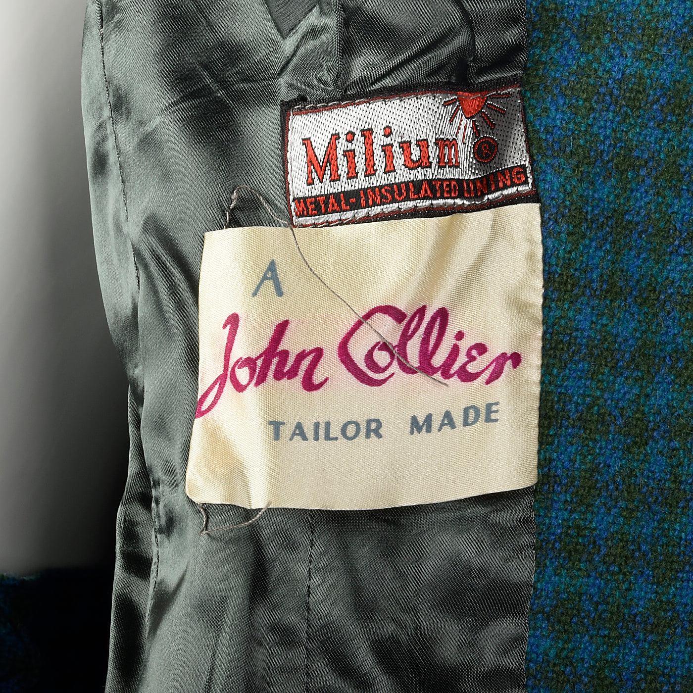 1960s Three Piece Skirt Suit with Matching Winter Coat in Green & Blue Wool