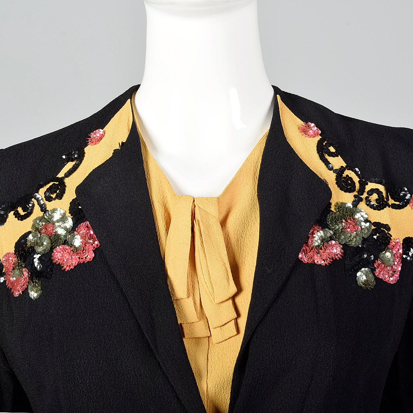 1940s Black Two Piece Set with Sequin Detail