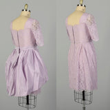 XL 1950s Set Lavender Lace Cocktail Party Peplum Waist Wiggle Dress
