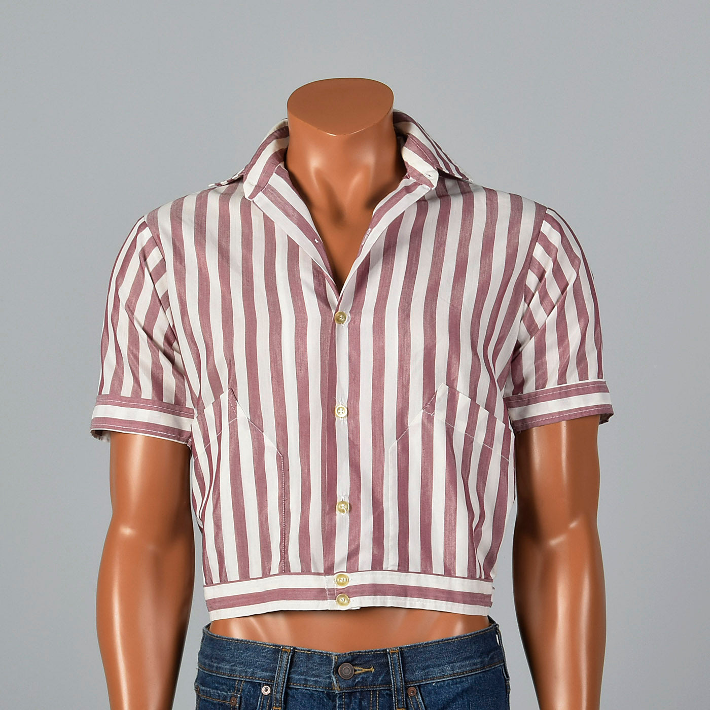 1950s Cropped Rockabilly Red Stripe Shirt