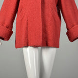 Medium 1950s Coat Red Wide Cuff Boucle Wool Rockabilly Swing Jacket