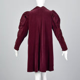 1940s Burgundy Velvet Coat with Mutton Sleeves