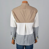 2000s Dolce & Gabbana Brown and Blue Color Blocked Shirt