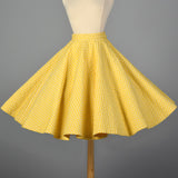 1950s Yellow Gingham Quilted Circle Skirt