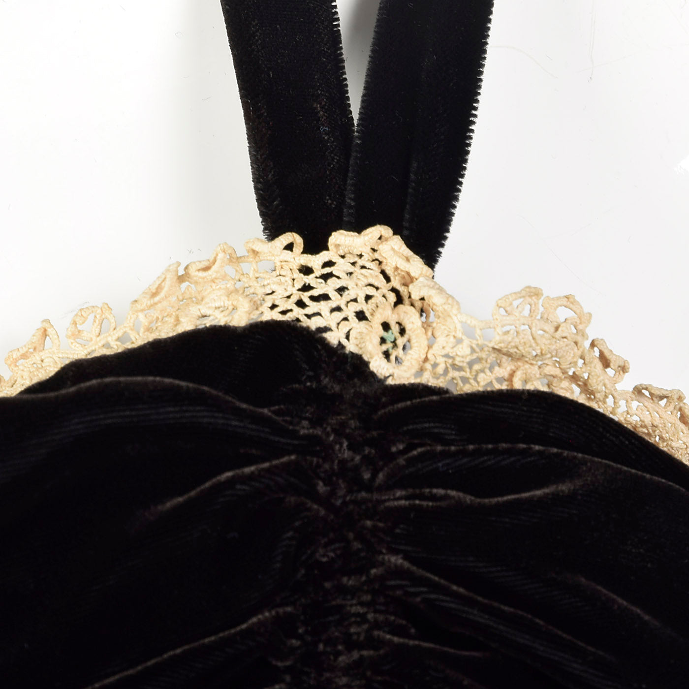 1940s Black Velvet Halter Dress with Ruched Bodice