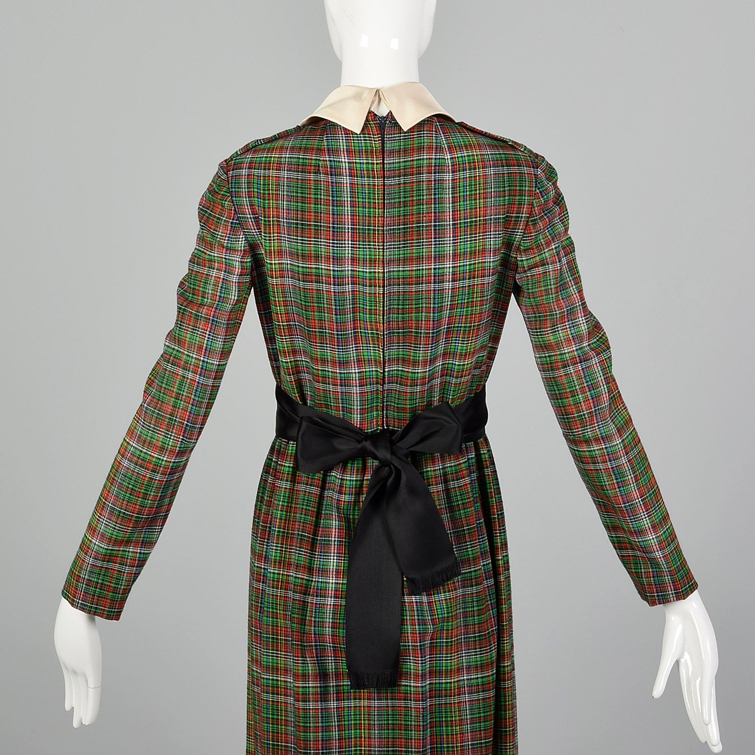 XS Geoffrey Beene 1970s Plaid Maxi Dress