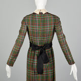 XS Geoffrey Beene 1970s Plaid Maxi Dress